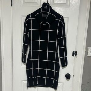 Black and White Grid Pattern Sweater Dress never worn